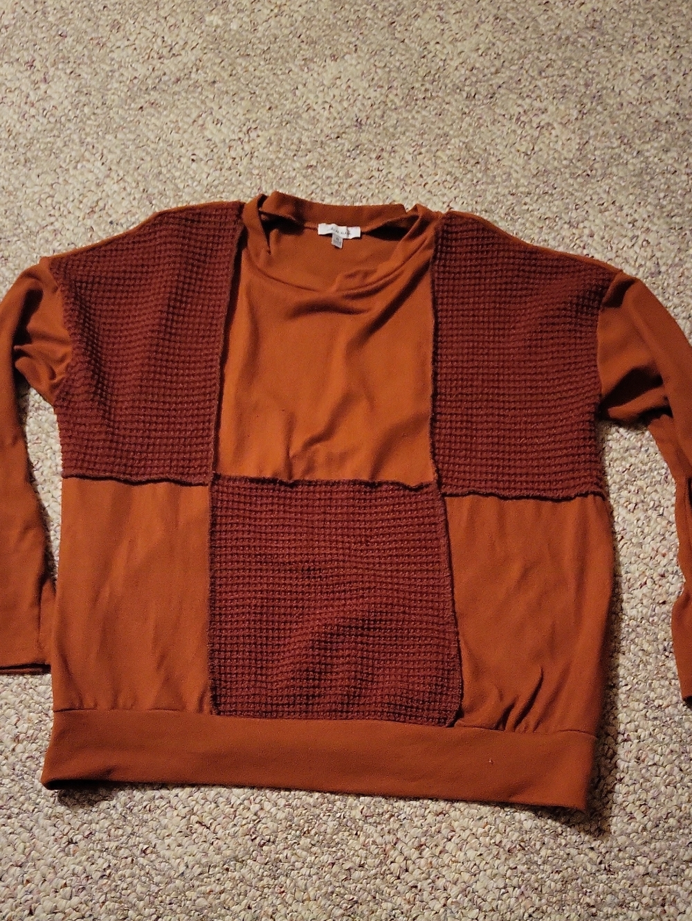 Womens Rust Patchwork Sweater - White Burch